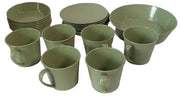 Avocado Green Vintage Genuine Melamine Serving Bowl Plate Bowl Cup 22 Pieces