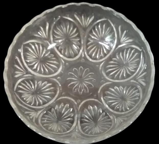 Antique Anchor Hocking Clear Glass Vintage Bowl Etched Flowers