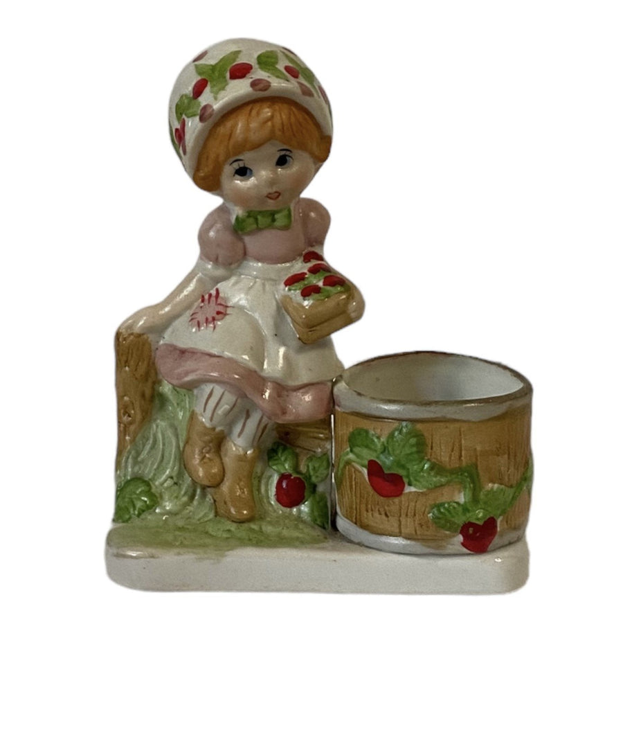 Jasco Strawberry Patches Girl, 1980, Porcelain Figurine