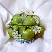 Inarco Japan 1967 Green Apple and Daisy Design Cookie Jar Vintage