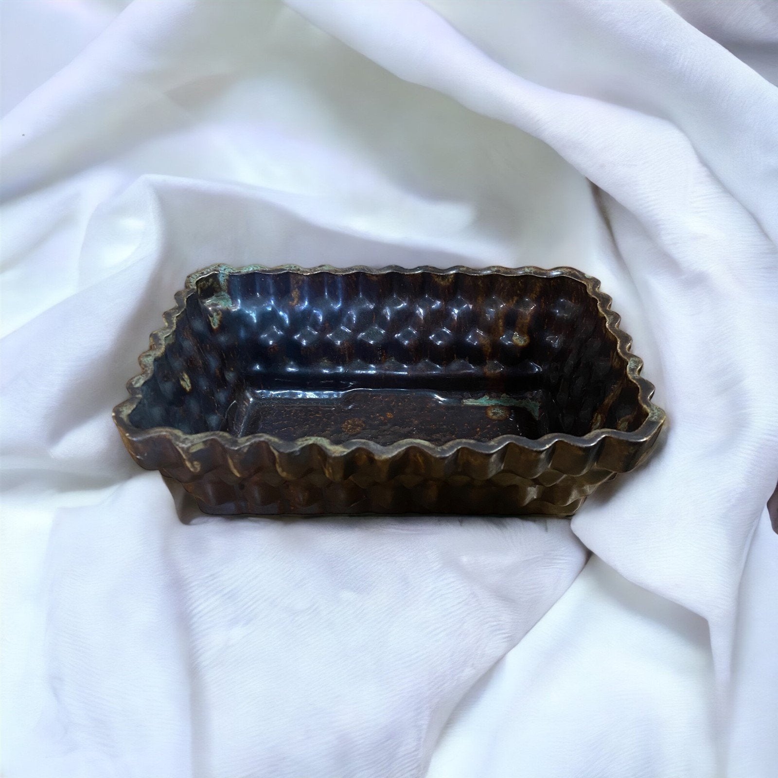 Vintage Pottery Planter Set, Ceramic Glaze Drip 2 Pieces