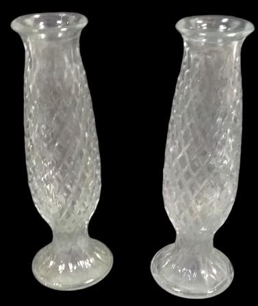 Antique E. O. Brody Vintage Diamond Lattice Pattern Vases Set of 2