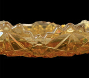 Mid Century Gold Amber Glassware Crystal 70's Mandala Dish Plate Scalloped Edge