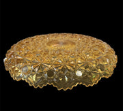 Mid Century Gold Amber Glassware Crystal 70's Mandala Dish Plate Scalloped Edge