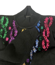 Sweater IB Diffusion 1992 Size S Women's Knit Turtleneck Multicolor Sequin Gems