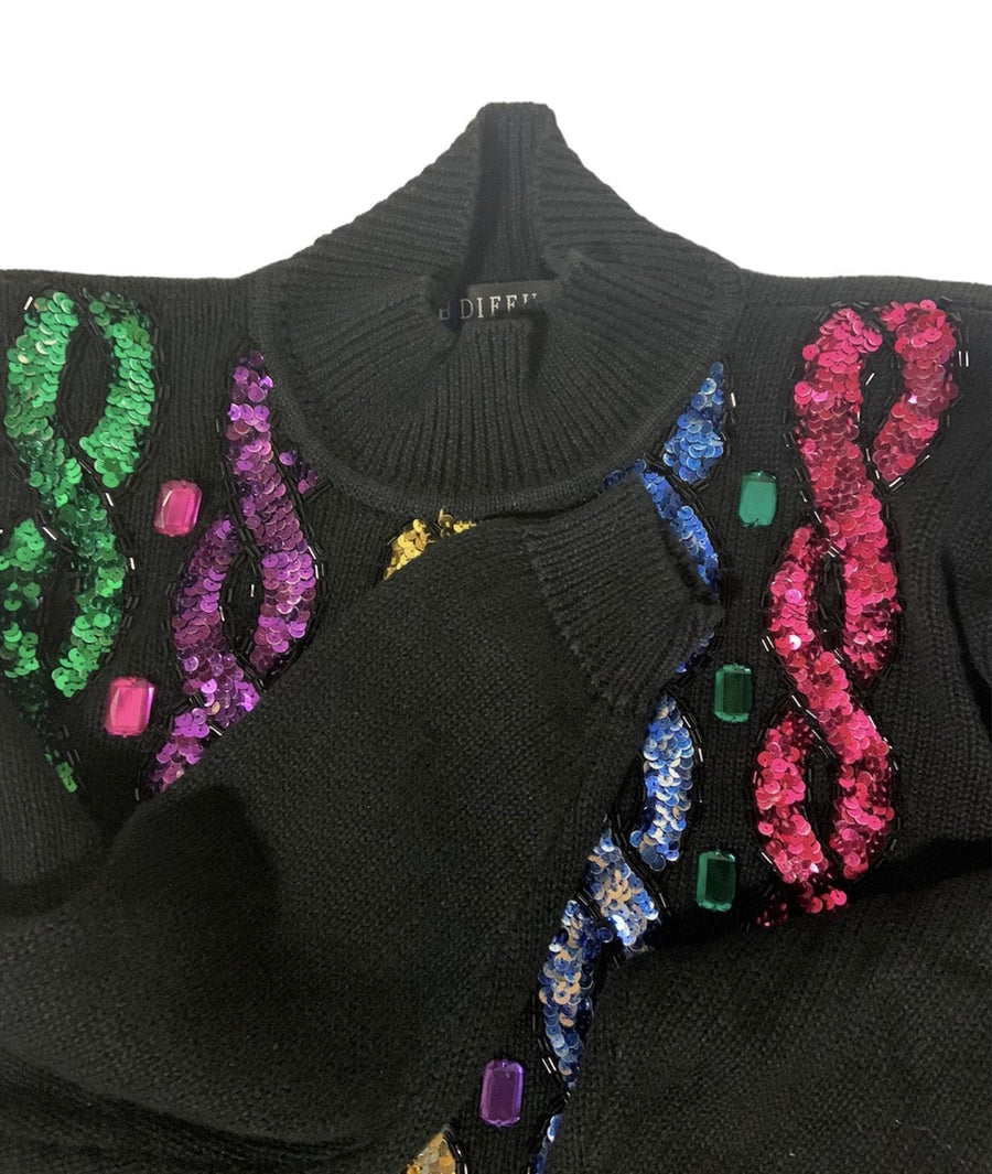 Sweater IB Diffusion 1992 Size S Women's Knit Turtleneck Multicolor Sequin Gems