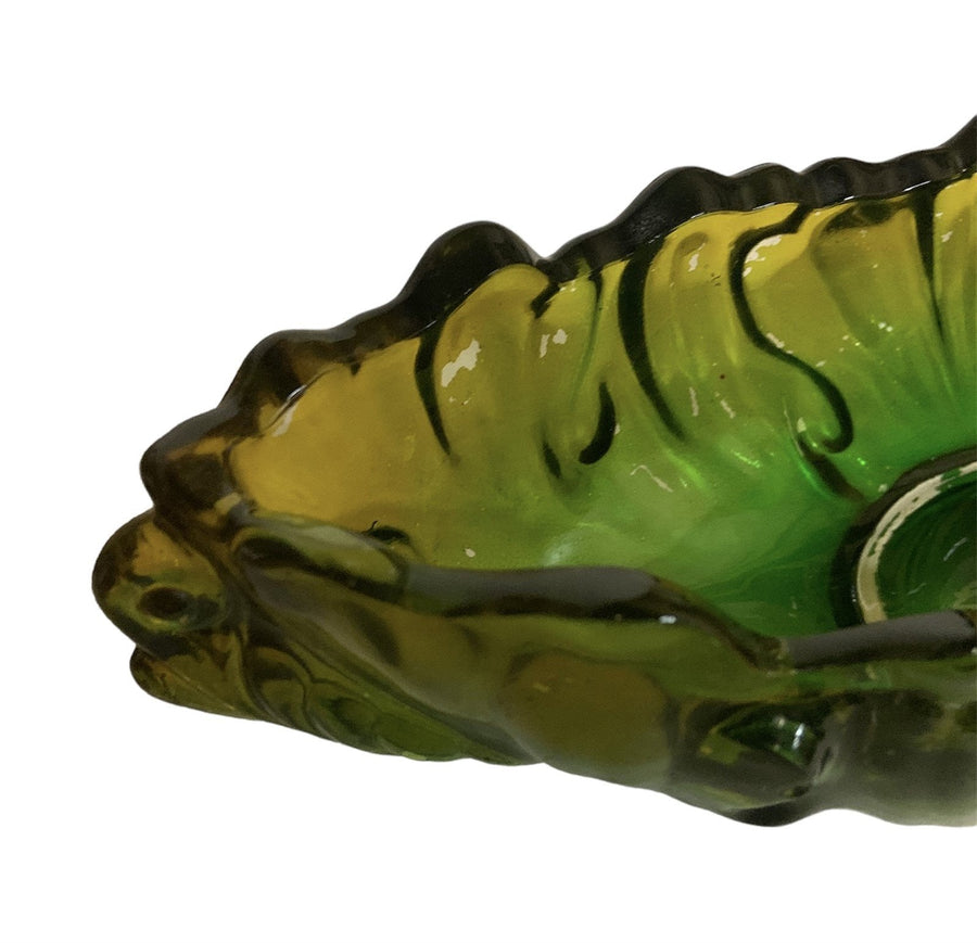 Glass Bowl Gondola Green Yellow Ombre Botanic Leaf Design Home Centerpiece Decor