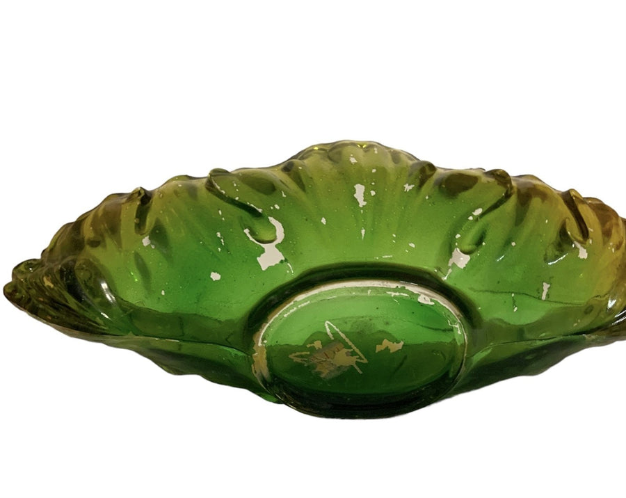 Glass Bowl Gondola Green Yellow Ombre Botanic Leaf Design Home Centerpiece Decor