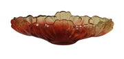 Glass Bowl Red Yellow Ombre Botanic Leaf Design Home Centerpiece Decor