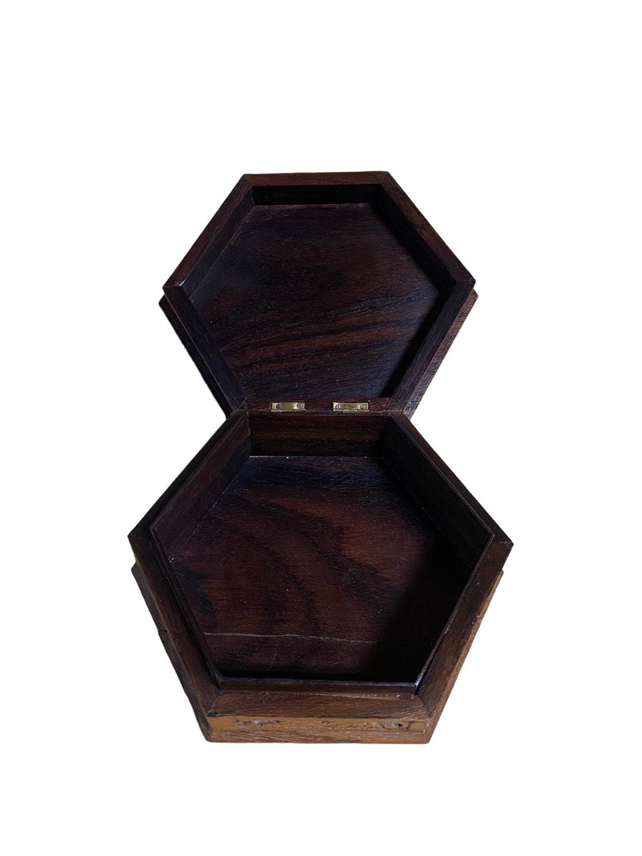 Wood Carved Peacock Vintage 1970s Trinket Box