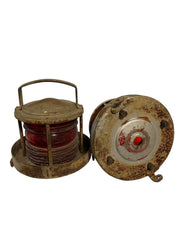 Antique Nautical Ships Signal Navigation Lanterns Set of Two