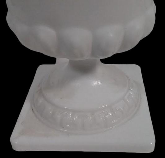 Antique Milk Glass Pedestal Vase Vintage Square Bottom 7" High