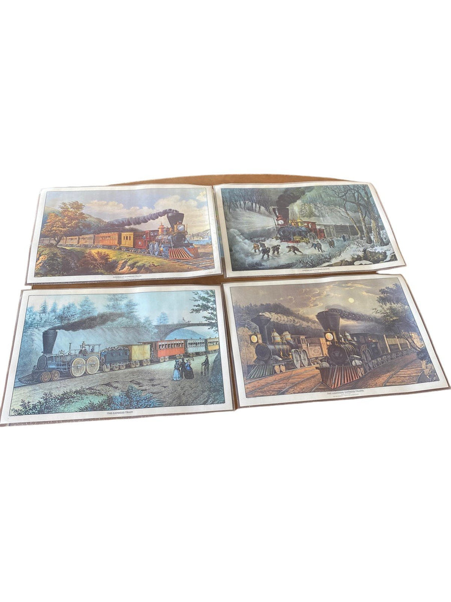 Railway Train Vintage Advertisement Laminated Placemats Set of Four