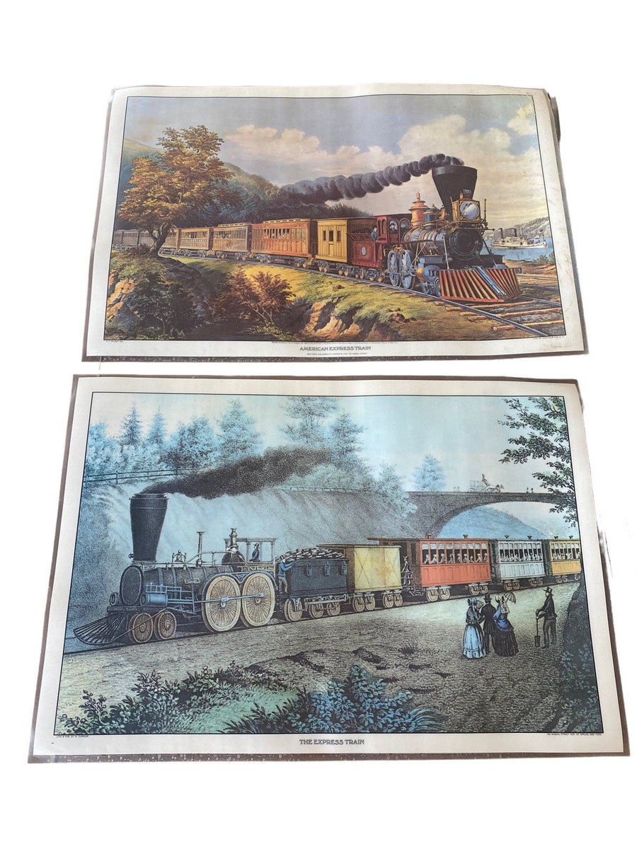 Railway Train Vintage Advertisement Laminated Placemats Set of Four