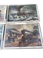 Railway Train Vintage Advertisement Laminated Placemats Set of Four