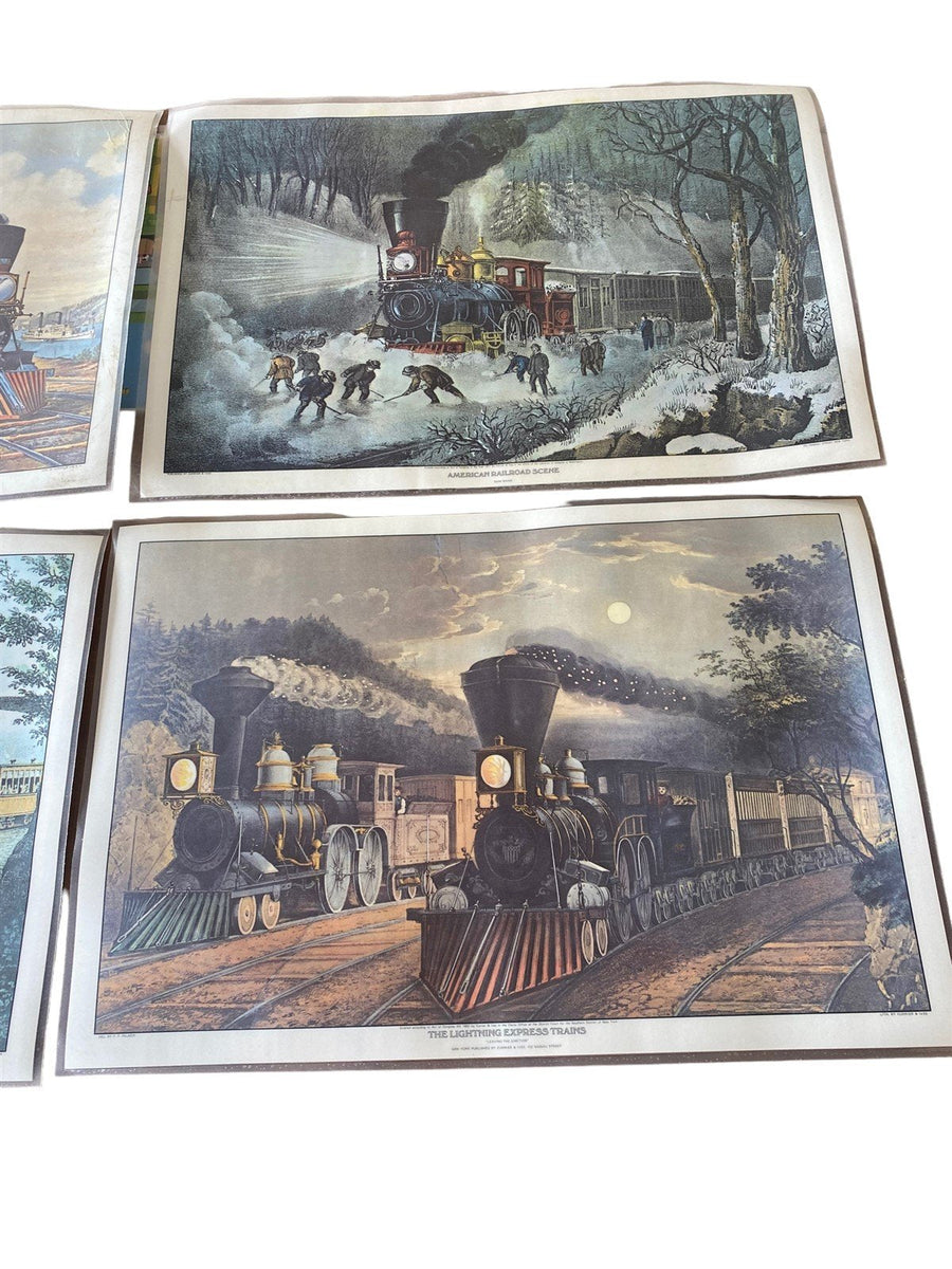 Railway Train Vintage Advertisement Laminated Placemats Set of Four