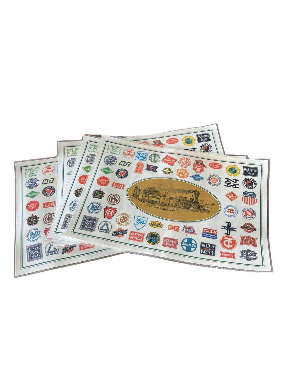 Railway Train Vintage Advertisement Laminated Placemats Set of Four