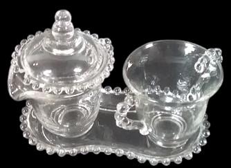 Antique Candlewick Vintage Imperial Glass Sugar Creamer Tray