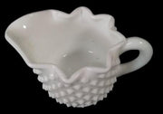 Antique Fenton Vintage Milk Glass Hobnail Sugar and Creamer MCM