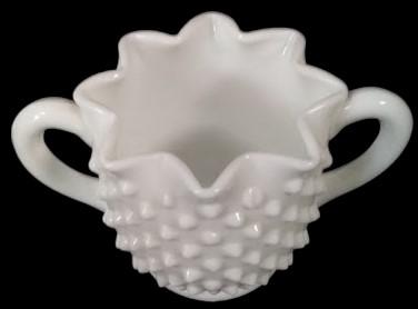 Antique Fenton Vintage Milk Glass Hobnail Sugar and Creamer MCM