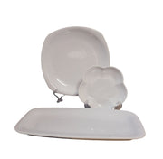 Vintage Set of Three Hall China White Glass Serving Dishes Plate Tray Platter
