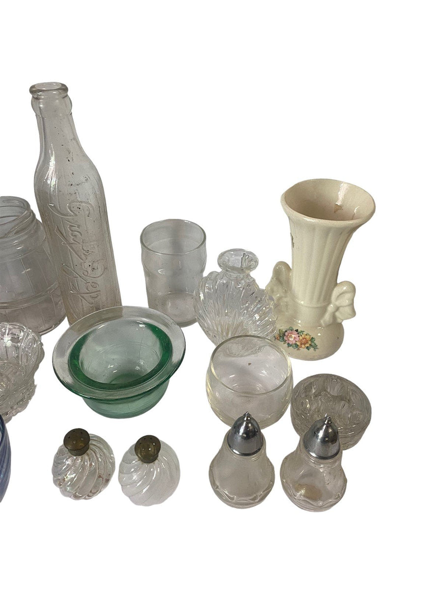 Mixed Glass Pieces Crafts and Diys Bundle Bottles, Vases, Bowls, Cups, Shakers