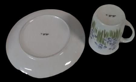 Fitz and Floyd Vintage Snack Plate and Mug with Pansies