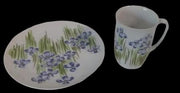 Fitz and Floyd Vintage Snack Plate and Mug with Pansies
