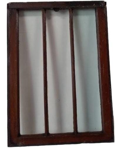 3-Pane Window and Frame Vintage Oak 22.5" x 31" x 2"