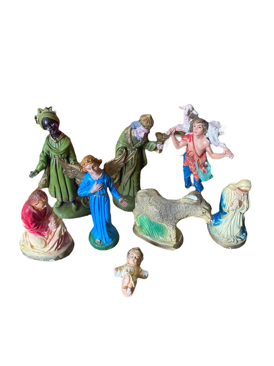 Nativity Set Depose Italy Vintage 1970s Ceramic and Plastic