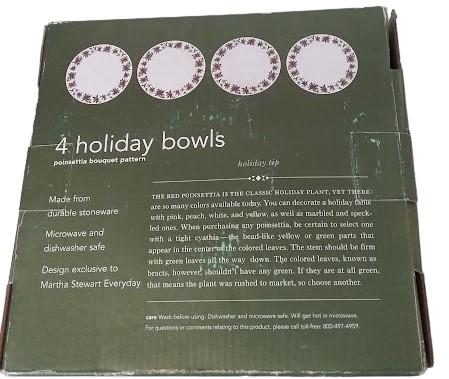 Christmas Bowls Poinsettia Bouquet Pattern Martha Stewart Winter Jubilee (4)