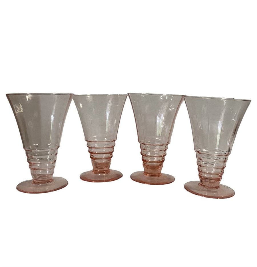 Pink Depression Glass Parfait Tumbler Glasses Set of Four by Cambridge