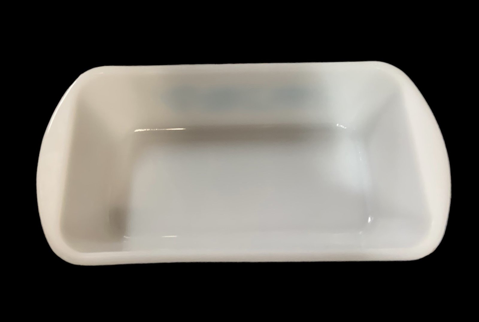 Glasbake Blue Thistle Flower Loaf Pan Milk Glass 1960's Vintage Dish