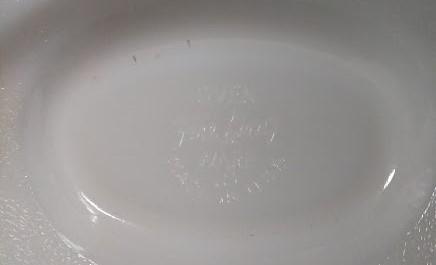 Antique Anchor Hocking Vintage Fire King Milk Glass Tree of Life Oval Platter