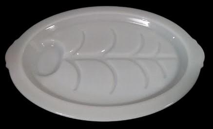 Antique Anchor Hocking Vintage Fire King Milk Glass Tree of Life Oval Platter