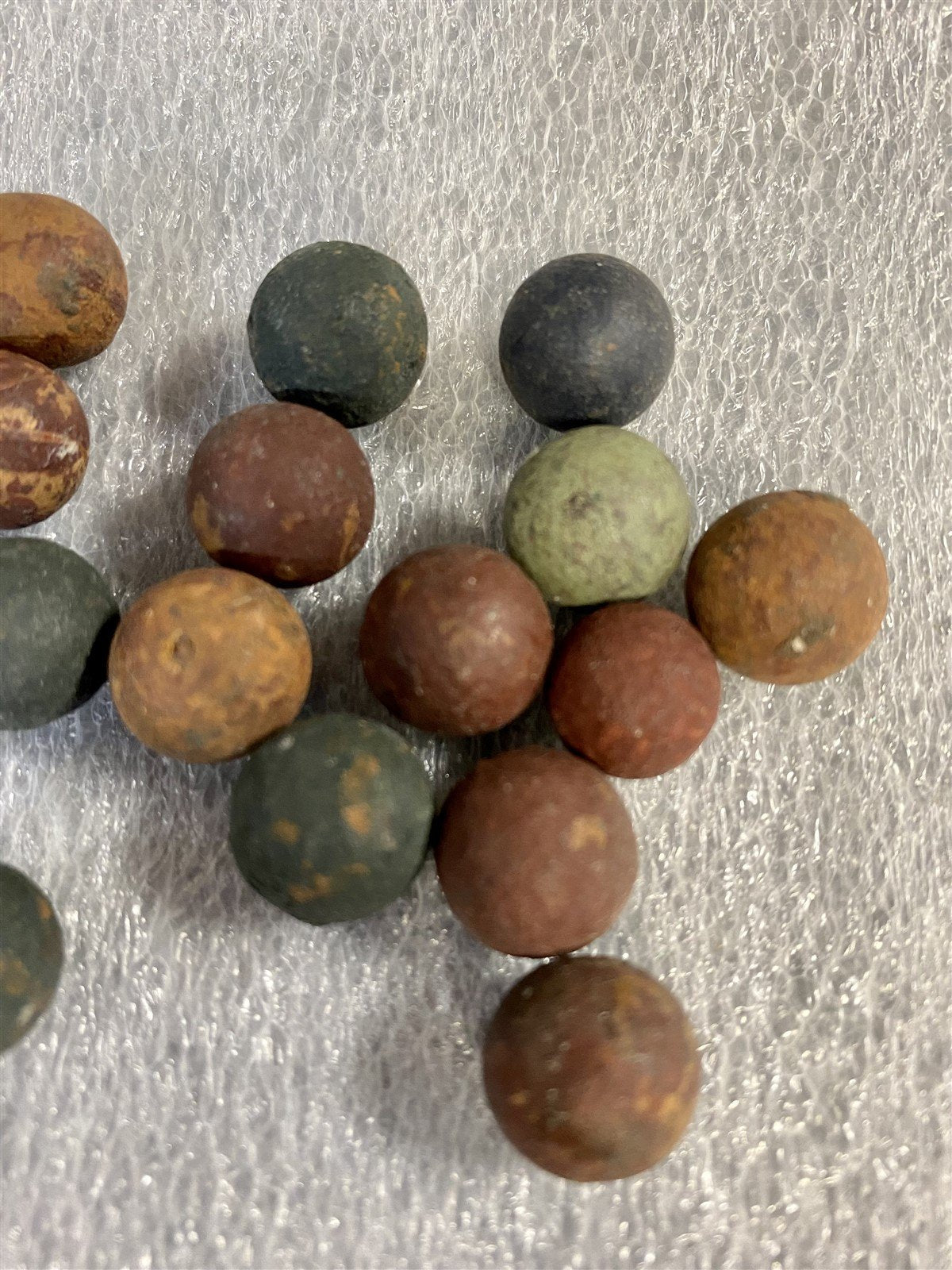 17 Antique Civil War Era Clay Marbles in Various Colors