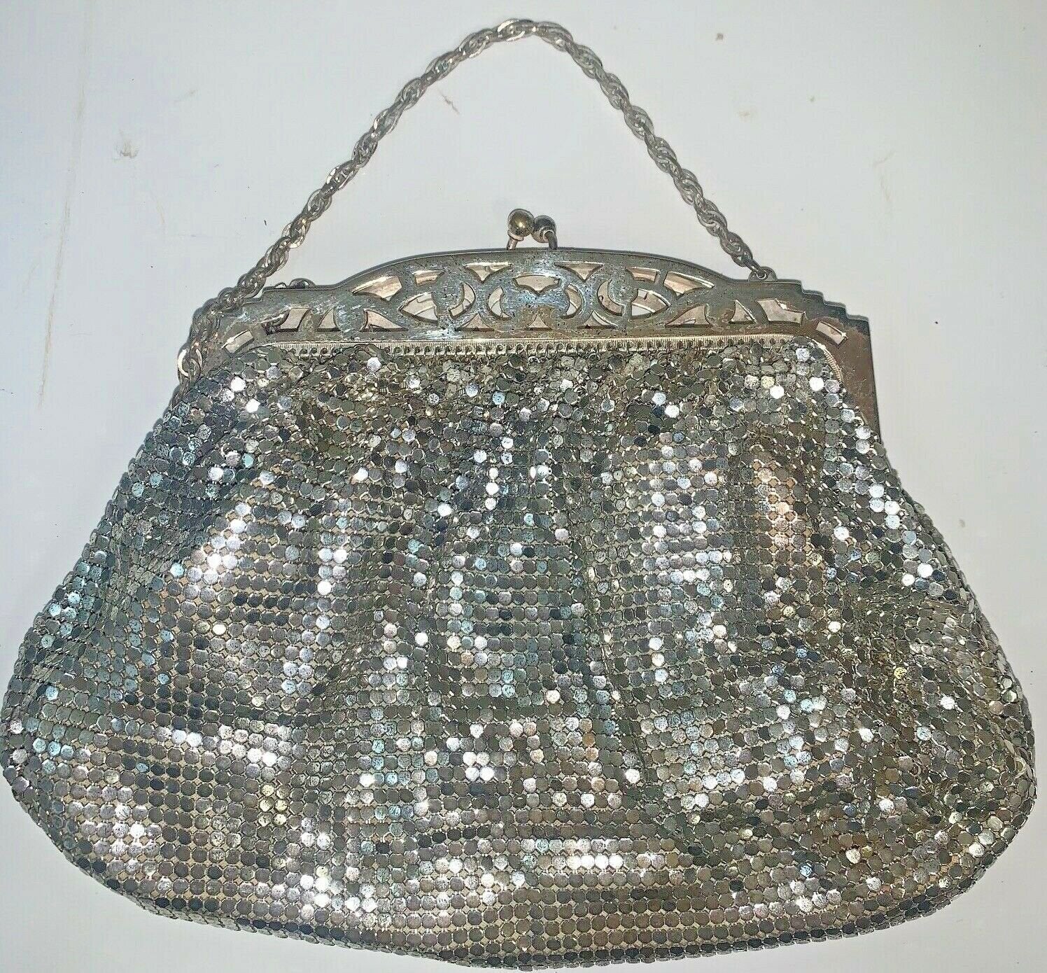 Vintage Silver Mesh Whiting and Davis Co Hand Bag Evening Purse