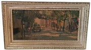 Antique J E Warfield Framed Paintings Vintage Park Promenade Trees Streets (2)