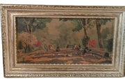 Antique J E Warfield Framed Paintings Vintage Park Promenade Trees Streets (2)