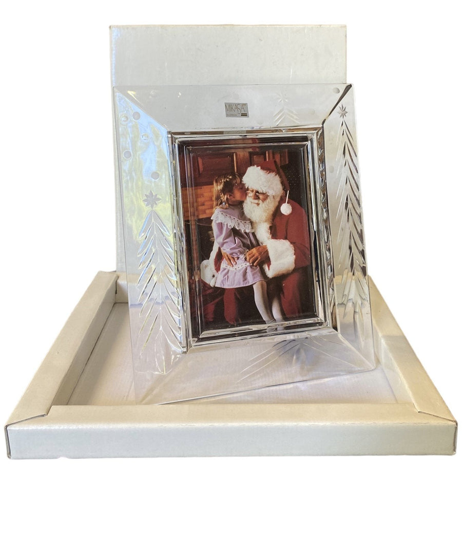 Mikasa Christmas Clear Glass Picture Frame Vintage Unused