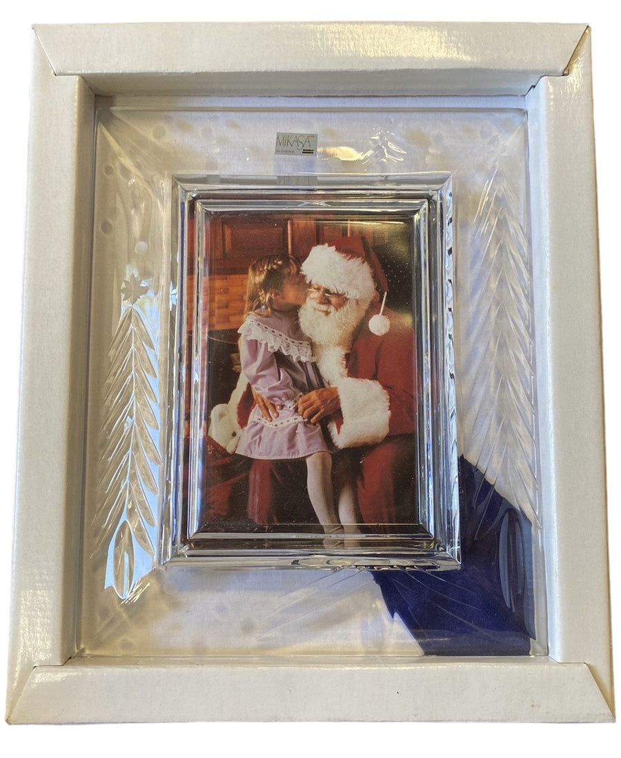 Mikasa Christmas Clear Glass Picture Frame Vintage Unused