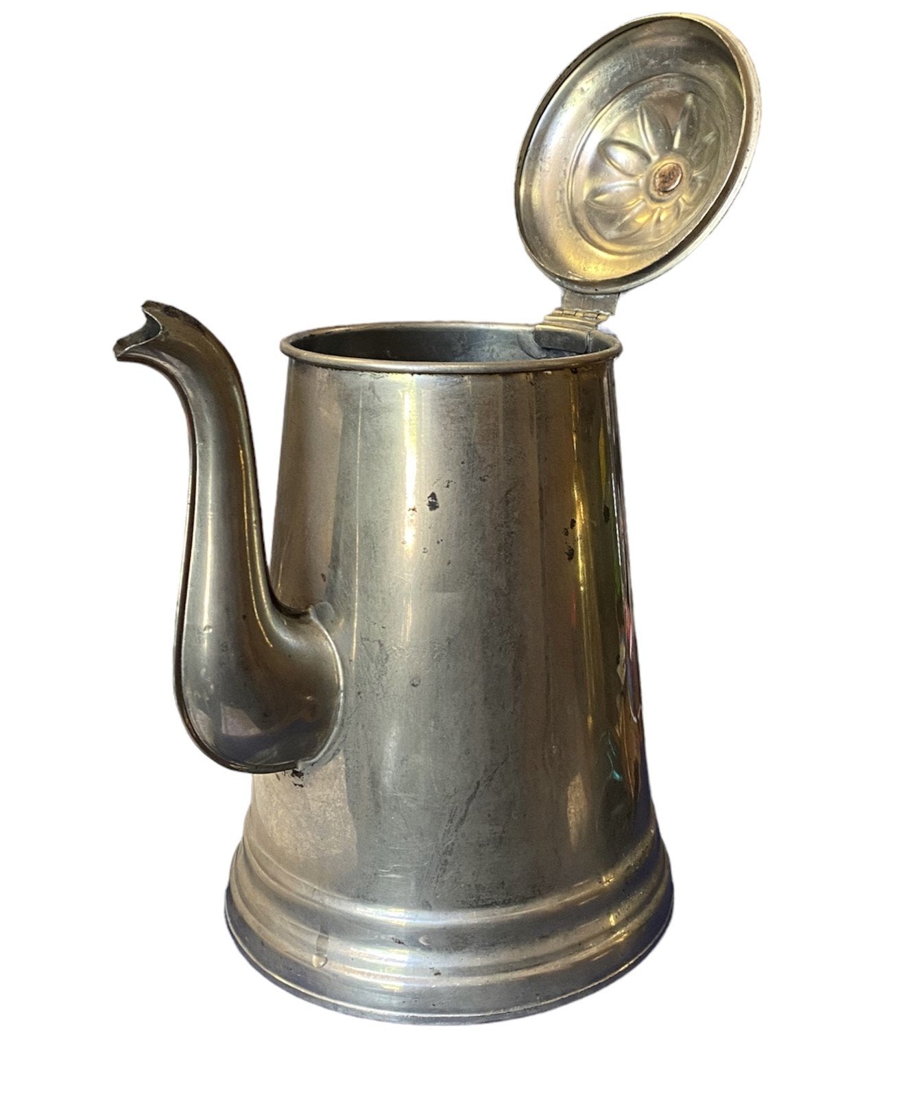 Silver Brass Farmhouse Coffee Pot Antique