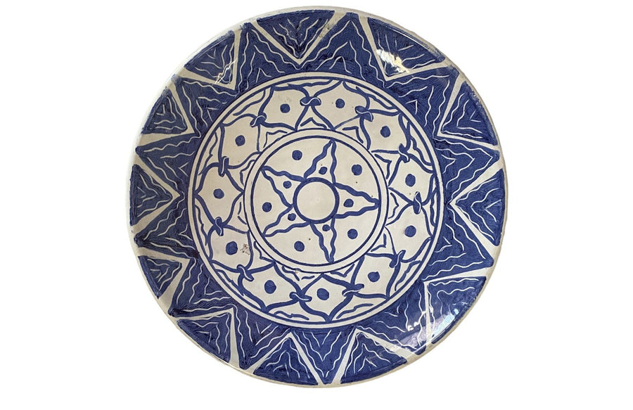 Hand painted Decorative Plate Signed Plate star Blue Pattern