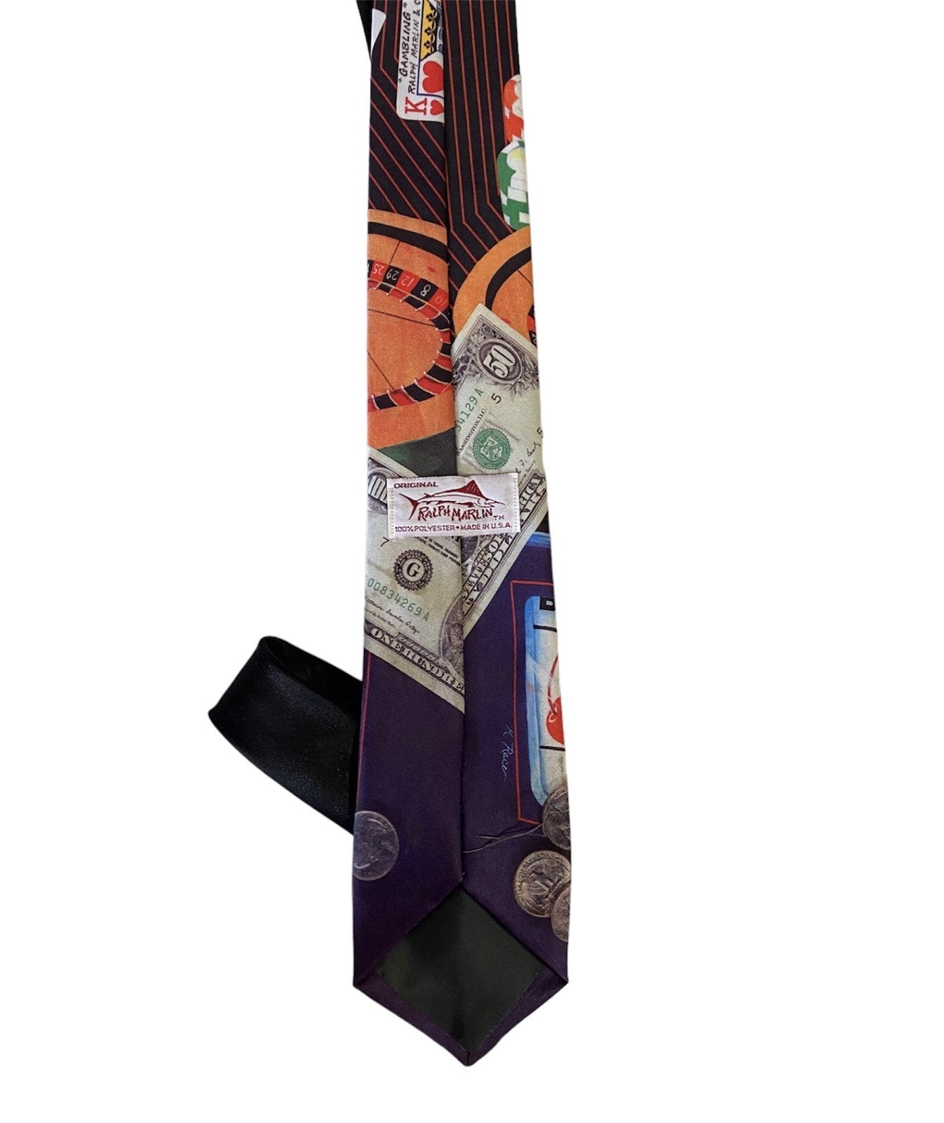 Ralph Marlin Poker Black Jack Los Vegas Tie 100% Polyester Made in USA