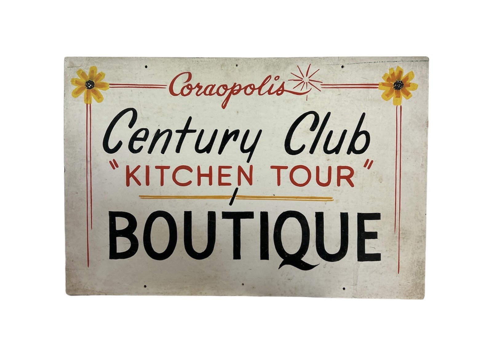 Antique Boutique Century Club Coraopolis Pennsylvania 1960s Vintage Wood Sign