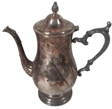 Antique Wm Rogers Vintage Tea/Coffee Pot with Hinged Lid Round Base 801