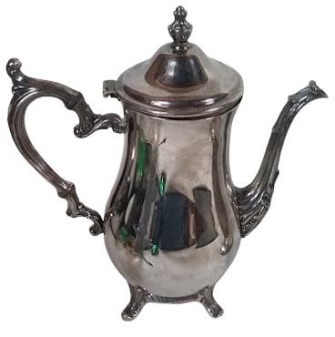Antique Wm Rogers Vintage Tea/Coffee Pot with Hinged Lid Footed Base 800