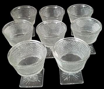 Antique Clear Glass Vintage Imperial Glass Hobnail Dessert Cups Set of 8