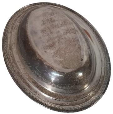 Oval Serving Bowl Vintage Silverplate Scroll Edge Pattern Unbranded