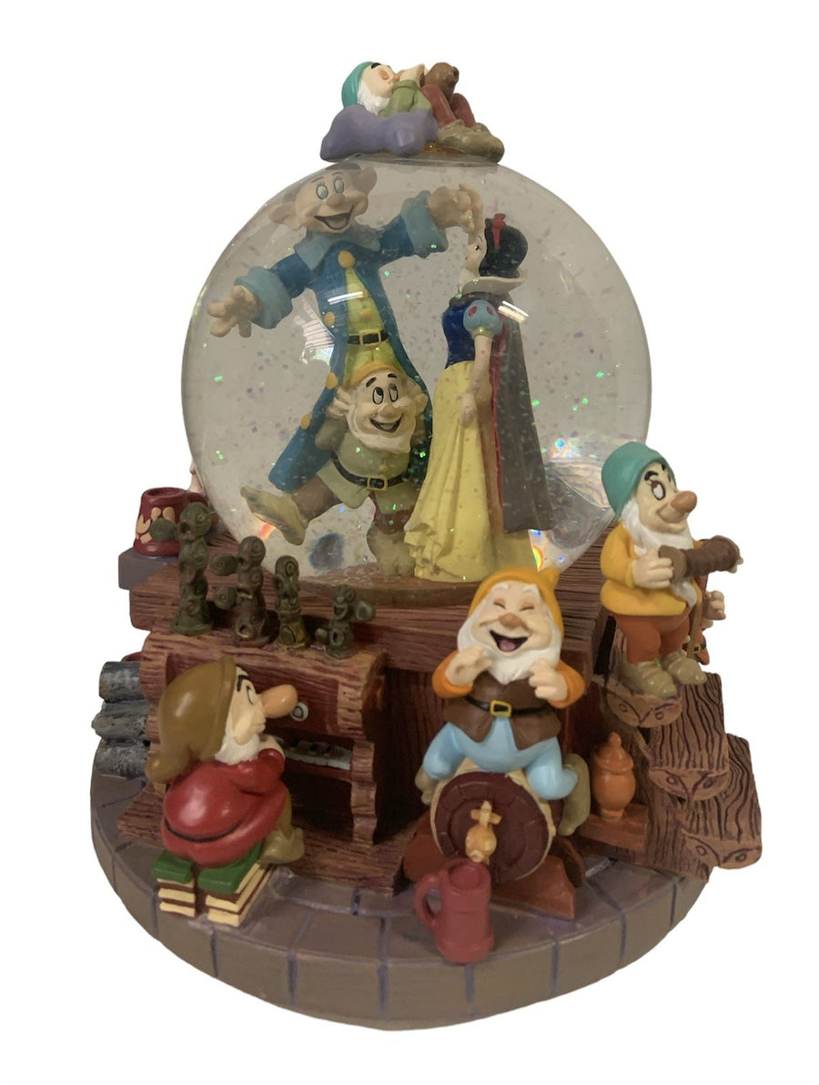 Disney Snow Globe Snow White Seven Dwarfs Music Figure Decor Original Box